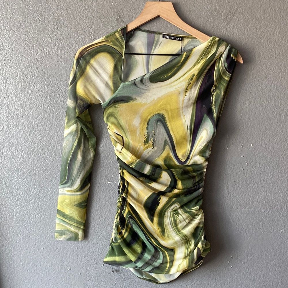 Zara Printed Tulle Top